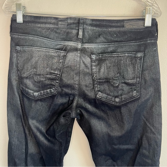 AG Womens Absolute Legging Skinny Jeans Coated Black Sz 29 Low Rise Retro 90s - Picture 7 of 12